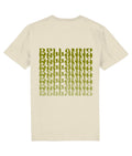 Bellanno Basic Waterfall unisex T-shirt in beige biologisch katoen met olijfgroene waterval logo print op de rug.